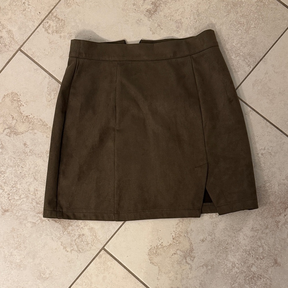 Brown Suede Mini Skirt
